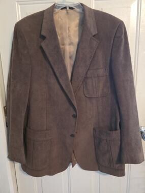Kingsridge Imperial Vintage Sports Coat Men’s Brown Faux Suede Top Stitched READ